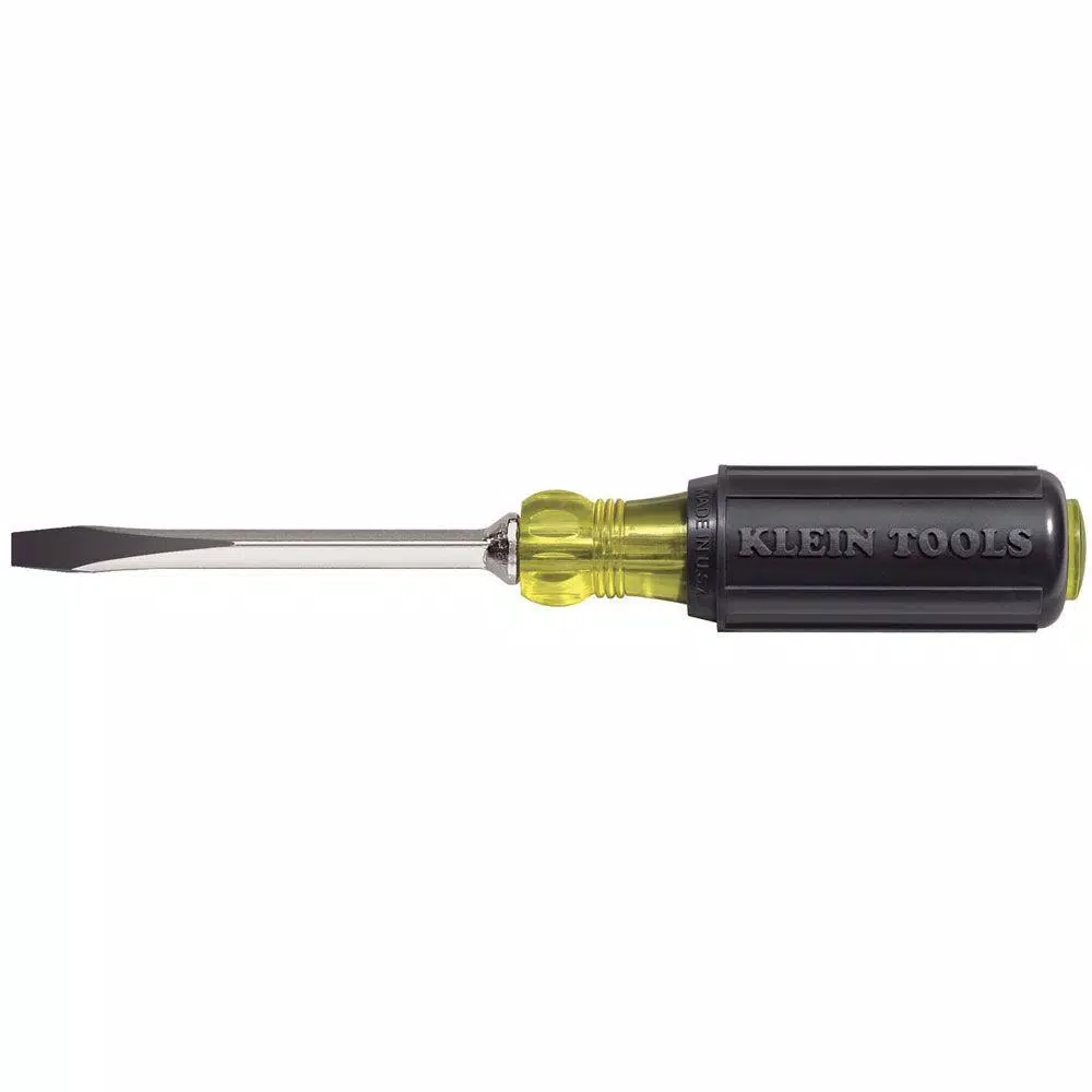 Klein Tools 1/4 in. Flat Head Screwdriver with 4 in. Square Shank and Cushion Grip