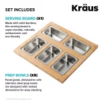 KRAUS 16.75 in. Workstation Sink Accessory Set with Bamboo Board, Stainless Steel Mixing Bowl and Colander thumbnail 2