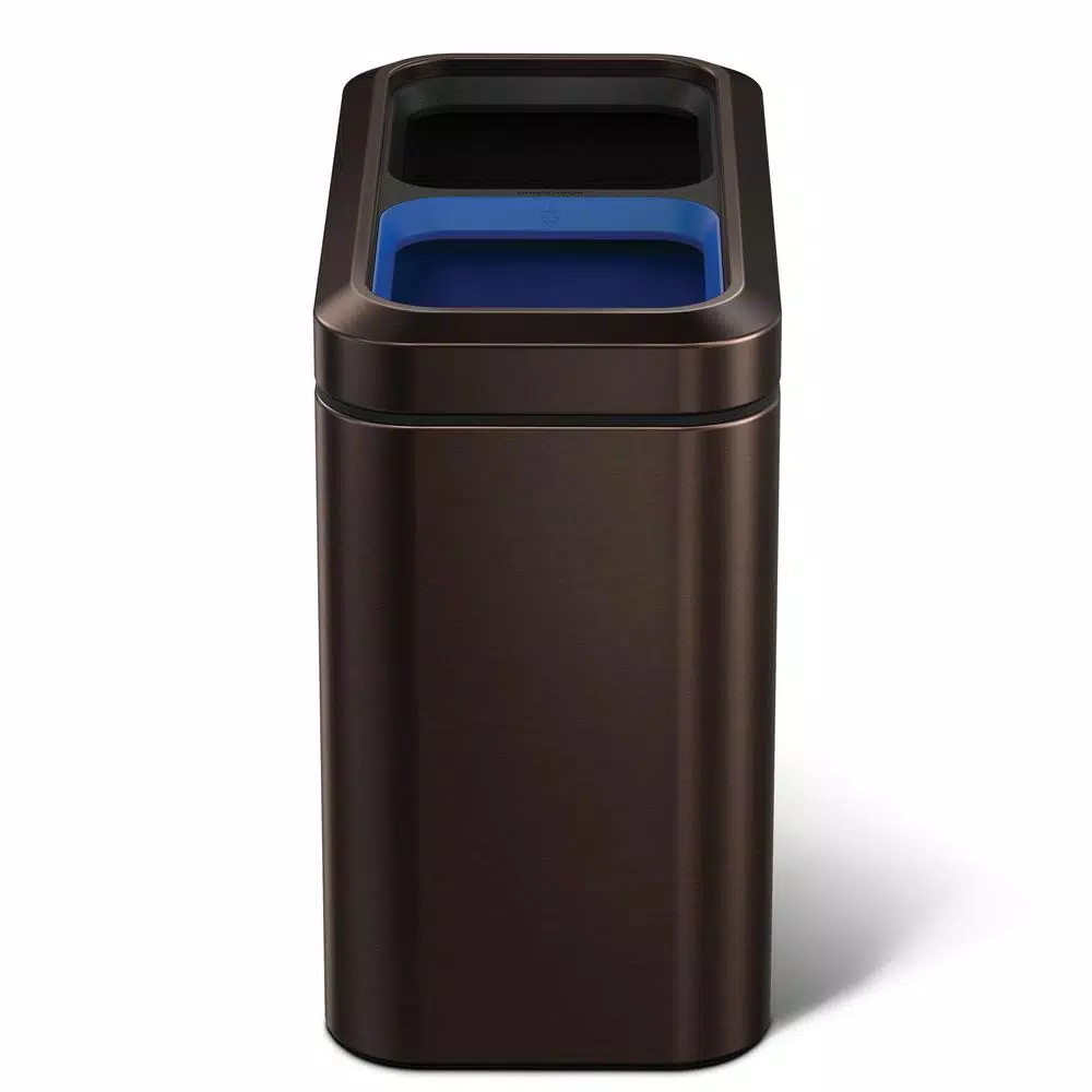 simplehuman 20L Slim Open Top Recycling Trash Can, Dark Bronze Stainless Steel