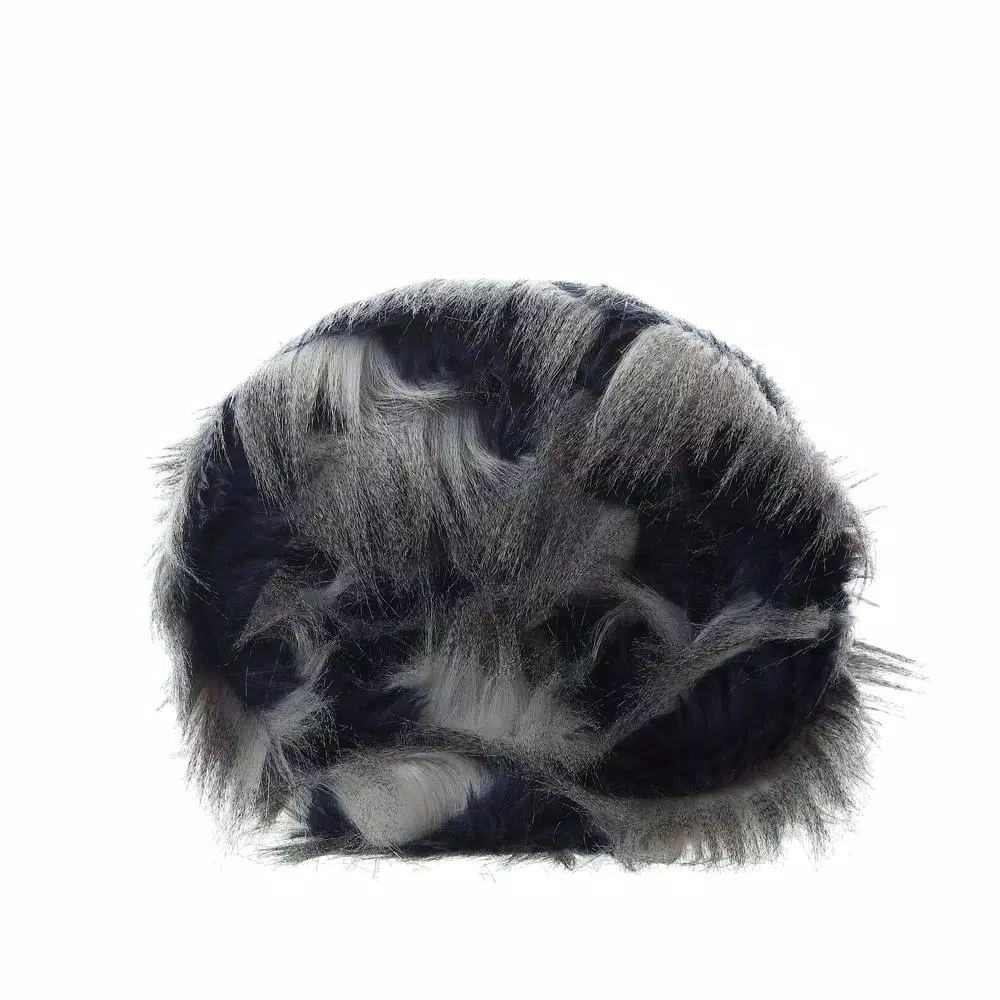 Unbranded Caron Navy Reversible Faux Fur and Micromink Throw Blanket, 50 in. x 60 in.
