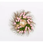 Worth Imports 22 in. Pink and White Tulip Raffia Wreath with Silk Flowers thumbnail 1