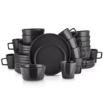 Stone Lain 32-Piece Modern Black Matte Stoneware Dinnerware Set, Service for 8 thumbnail 1