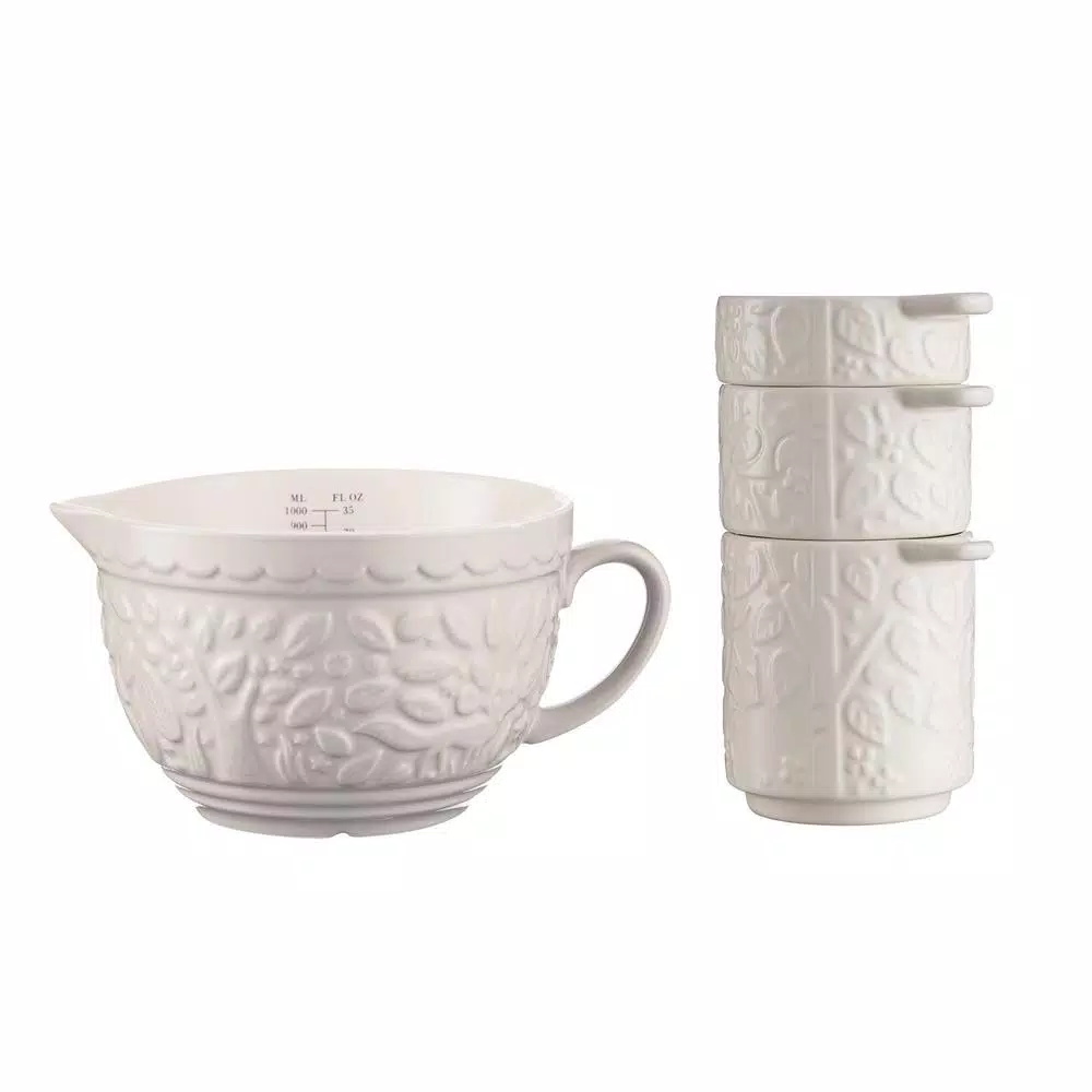 Mason Cash In the Forest 4-Piece Cream Stoneware Measuring Cups and Jug Set