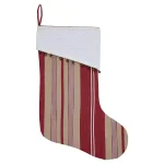 VHC Brands 15 in. Vintage Stripe Cotton Christmas Stocking - Candy Apple Red, Khaki & Snow White thumbnail 1
