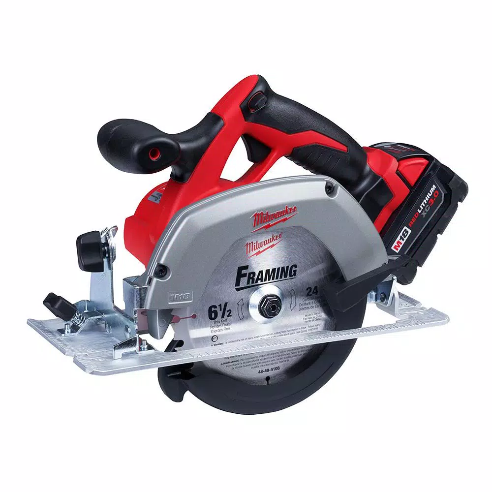 Milwaukee M18 6-1/2 in. Cordless Circular Saw Kit with Two 3.0 Ah Batteries, Charger, and Tool Bag