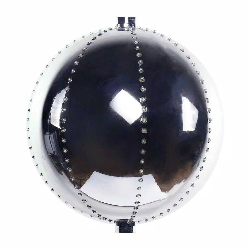 Alpine Corporation 13 in. Silver LED Hanging Christmas Ball Ornament with 240 Multi-Color Lights