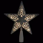 Northlight 8.5 in. Silver Glitter Star Christmas Tree Topper with Clear Lights thumbnail 2
