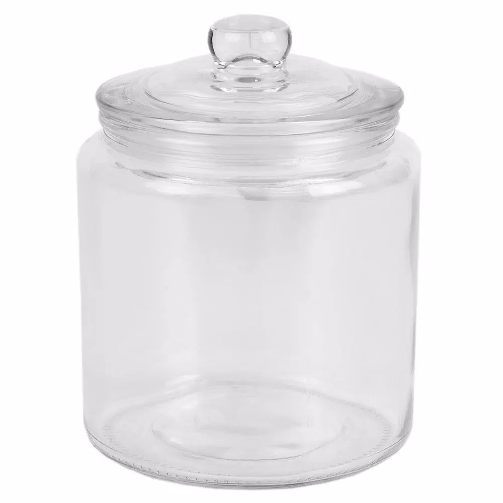 Unbranded Renaissance Collection Small Clear Glass Canister with Easy Grab Knob Lid