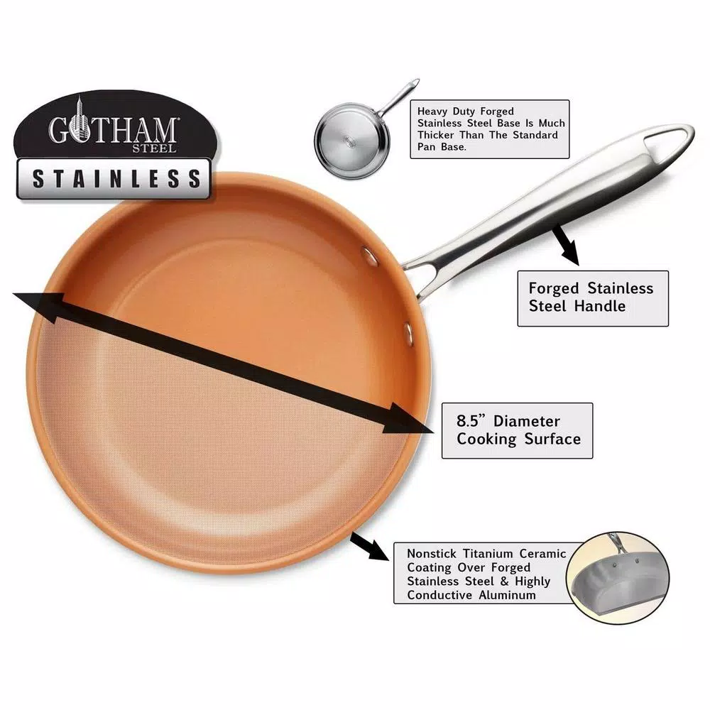 Gotham Steel Stainless 10-Piece Ti-Cerama Non-Stick Cookware Set with Lids