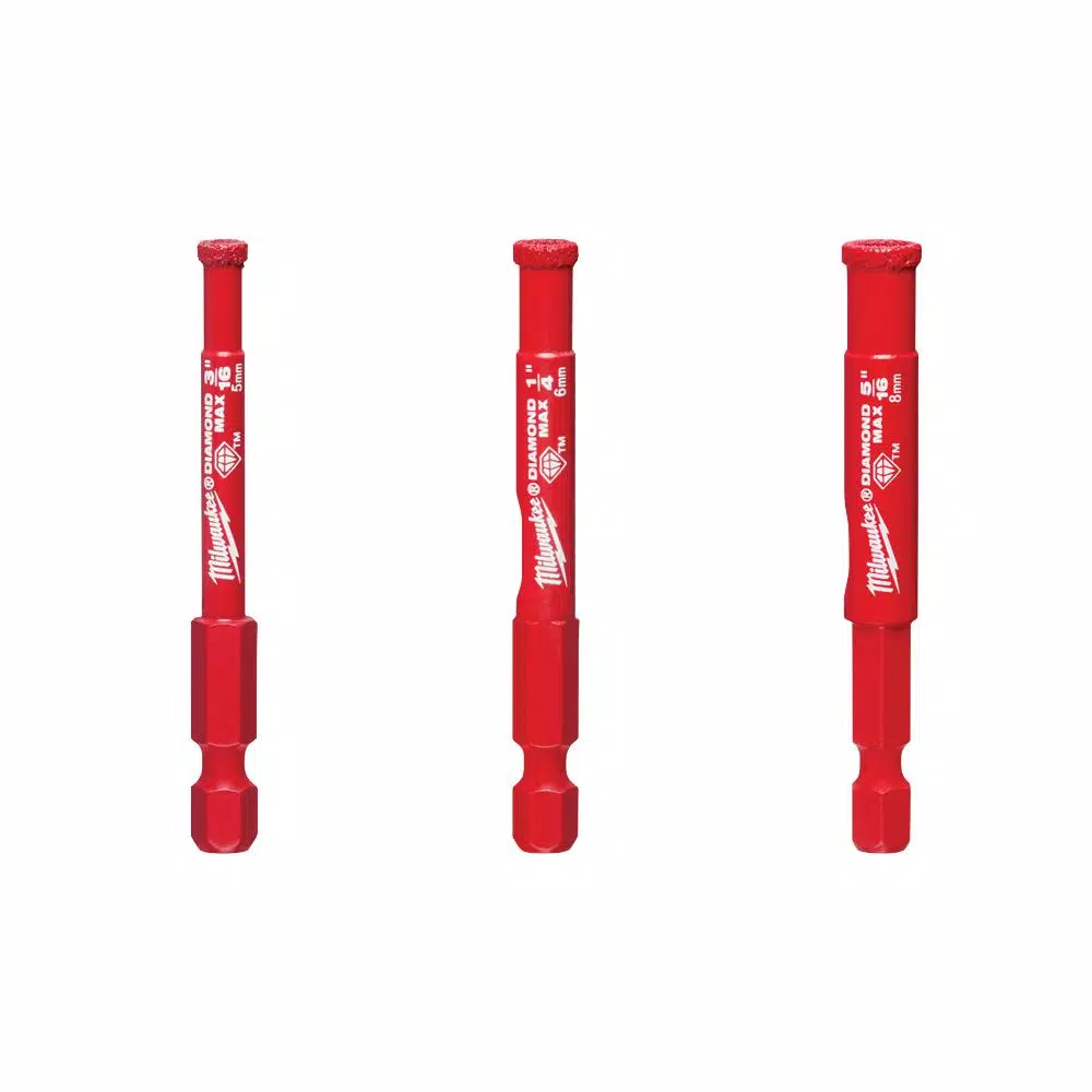 Milwaukee Diamond MAX Hole Saw 3-Piece Set for Tile, Stone, and Glass