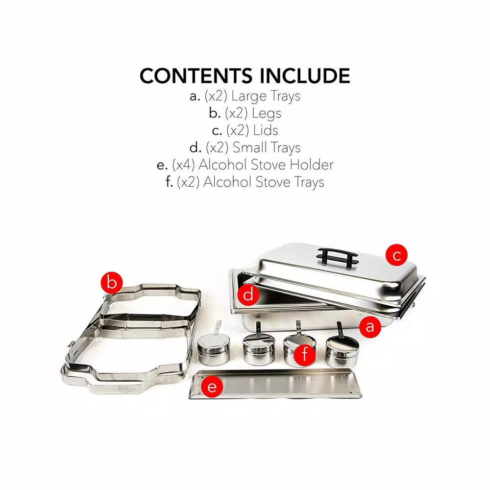 Alpha Living 8 Qt. Stainless Steel Chafing Dish Set of 2, Foldable Frame Buffet Server