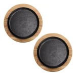 Tramontina Churrasco 9 in. Cast Iron Sizzle and Serve Pan with Teakwood Trivet, 4-Pack thumbnail 2
