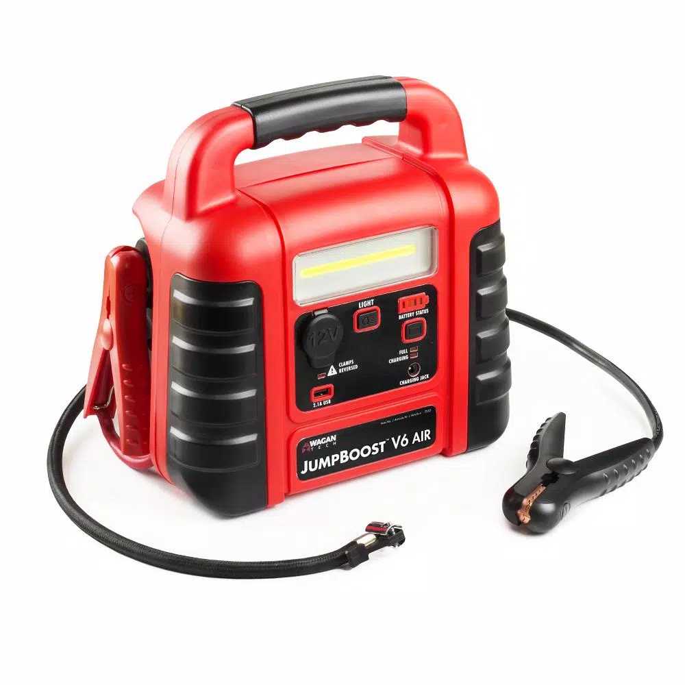 Wagan Tech JumpBoost V6 Air 1000 Amp Jump Starter with 250 PSI Air Compressor and LED Light