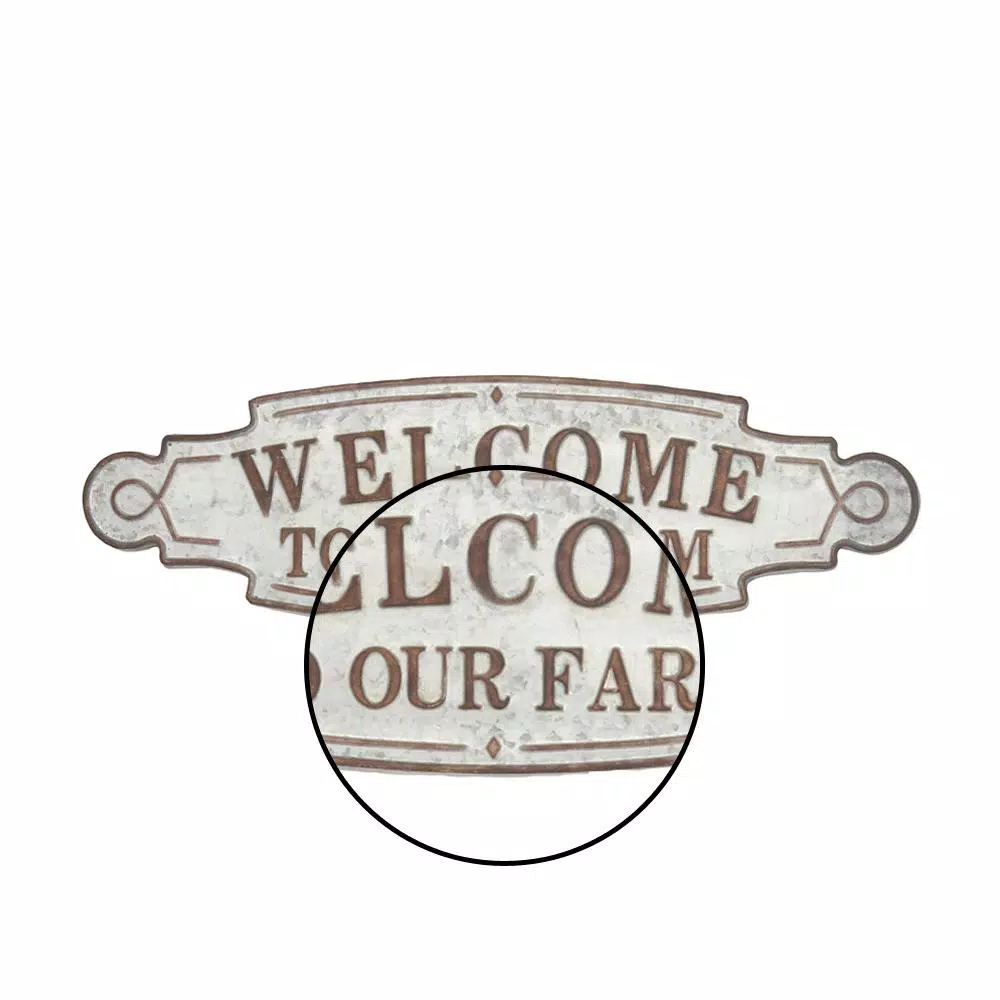 LITTON LANE 36 in. x 11 in. Welcome to Our Farm Metal Wall Sign - Rustic Farmhouse Decor