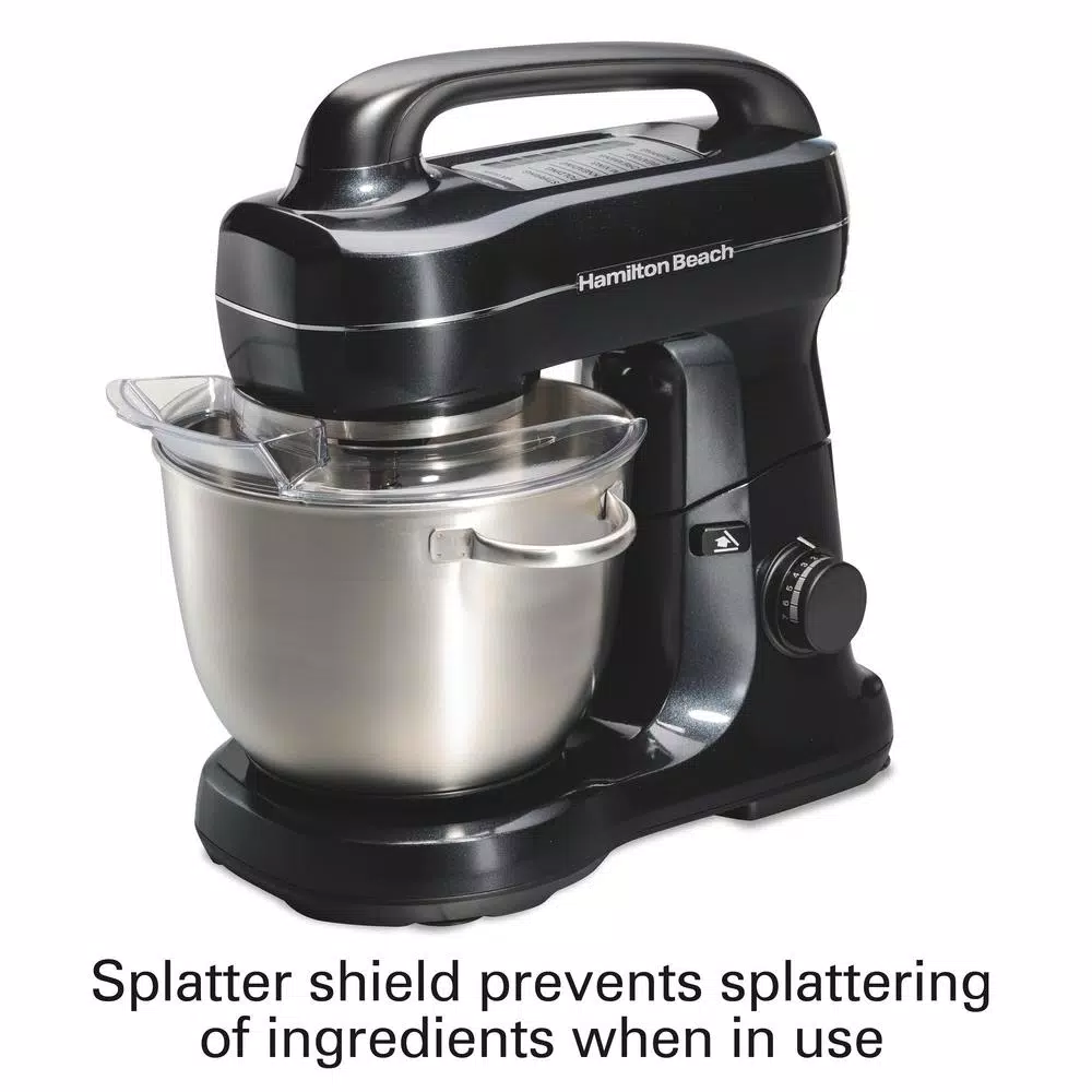 Hamilton Beach 4 Qt. 7-Speed Stand Mixer with Stainless Steel Bowl, Black