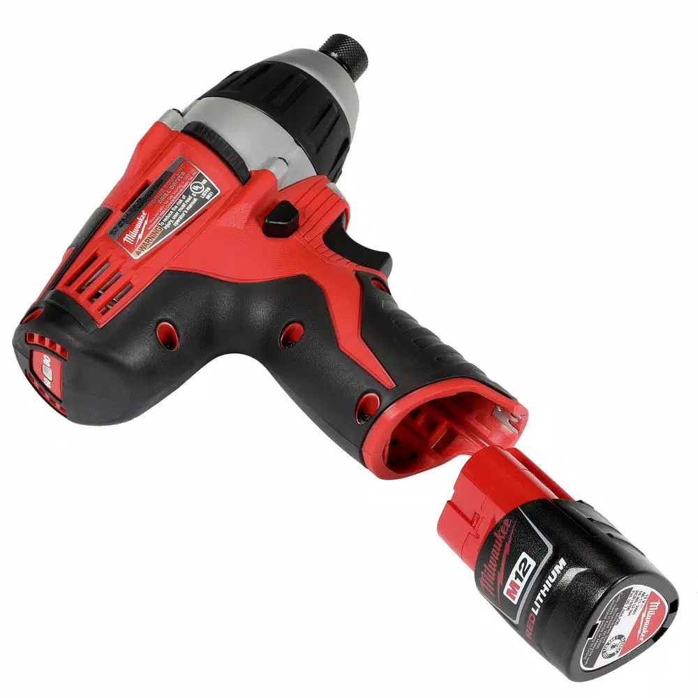 Milwaukee 2455-22 M12 12V Lithium-Ion Cordless 1/4 in. Hex No-Hub Driver Kit with (2) 1.5Ah Batteries & Hard Case