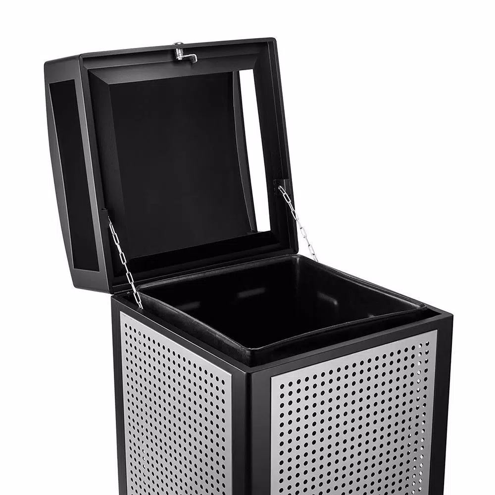 Alpine Industries 40 Gal. All-Weather Commercial Outdoor Trash Can with Lockable Lid