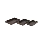 LITTON LANE Farmhouse Mahogany Mango Wood Slat Decorative Tray Set, Set of 3 thumbnail 3