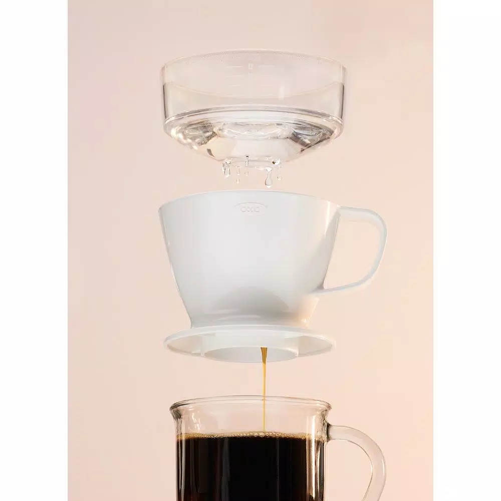 OXO Good Grips 1.5-Cup Pour-Over Coffee Maker with Water Tank, White