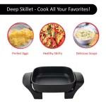 Brentwood Appliances 8 in. Nonstick Square Electric Skillet with Glass Lid, Black thumbnail 2