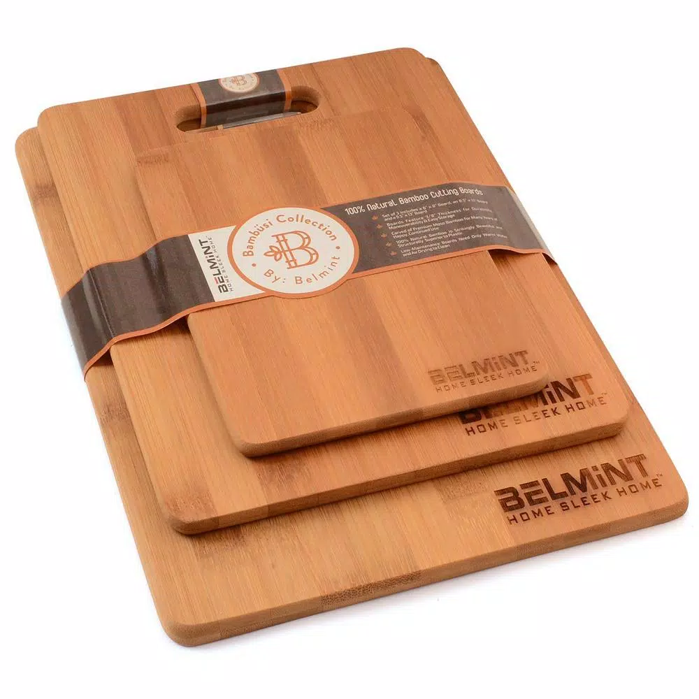 Bambusi 3-Piece Bamboo Cutting Board Set - Premium Moso Bamboo Kitchen Boards for Food Prep and Serving