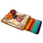 Seville Classics Bamboo Cutting Board Set with 7 Color-Coded Flexible Mats and Food Icons thumbnail 1