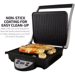 Ovente GP1000BR 1500W Brushed Nickel Non-Stick 4-Slice Panini Press & Gourmet Sandwich Maker thumbnail 5