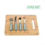 Mind Reader 4-Piece Stainless Steel Cheese Knife Set with Blue Galvanized Handles thumbnail 2