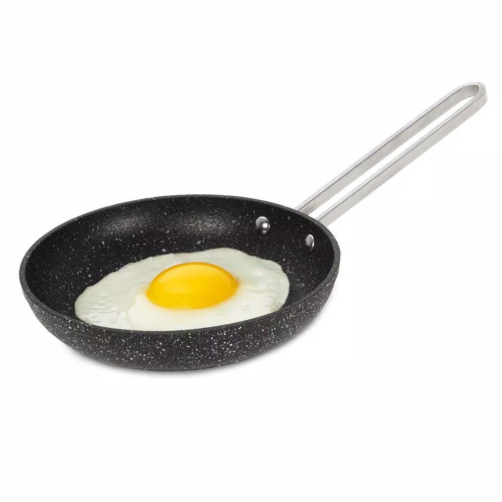 Starfrit The Rock 6.5 in. Aluminum Nonstick Frying Pan with Tempered Glass Lid, Black Speckle
