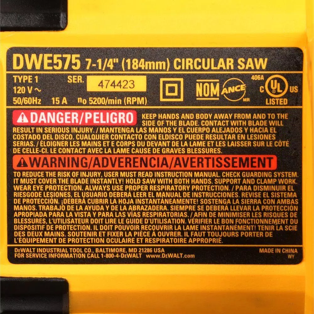 DEWALT 15 Amp 7-1/4 in. Lightweight Corded Circular Saw