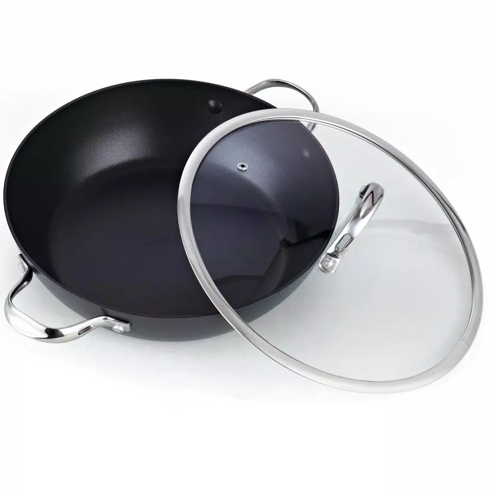 Cooks Standard 5 Qt. Hard-Anodized Aluminum Nonstick Saute Pan with Glass Lid, 12 in.