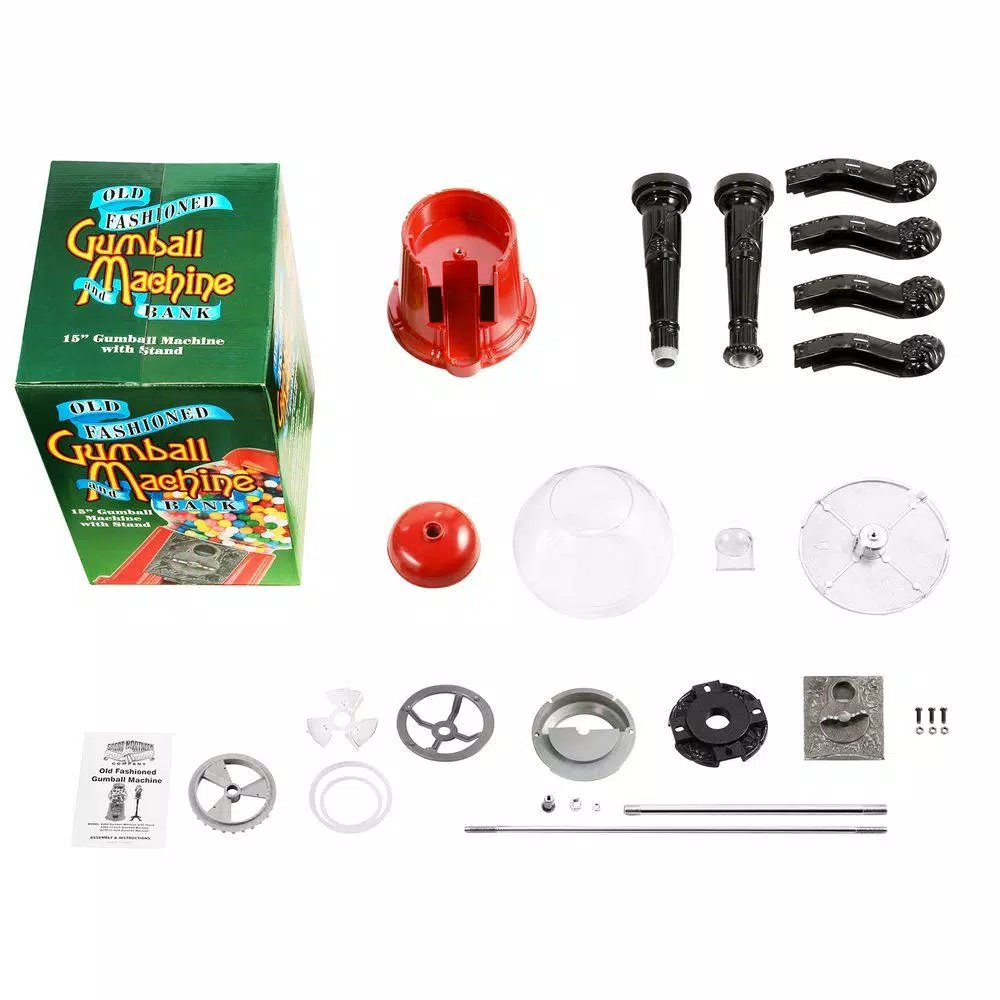Great Northern 37 in. Vintage Red Gumball Machine with Stand and Coin Bank