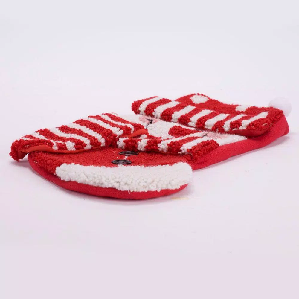 Glitzhome 20 in. Handmade 3D Snowman Christmas Stocking - Red & White Hooked Holiday Decor