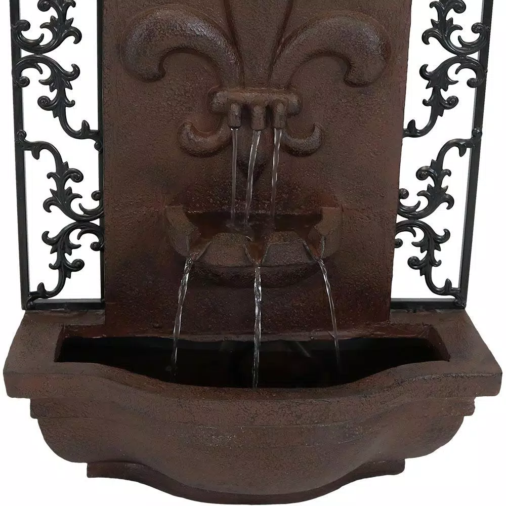 Sunnydaze Decor French Lily Solar Outdoor Wall Fountain - Traditional Resin Iron Design