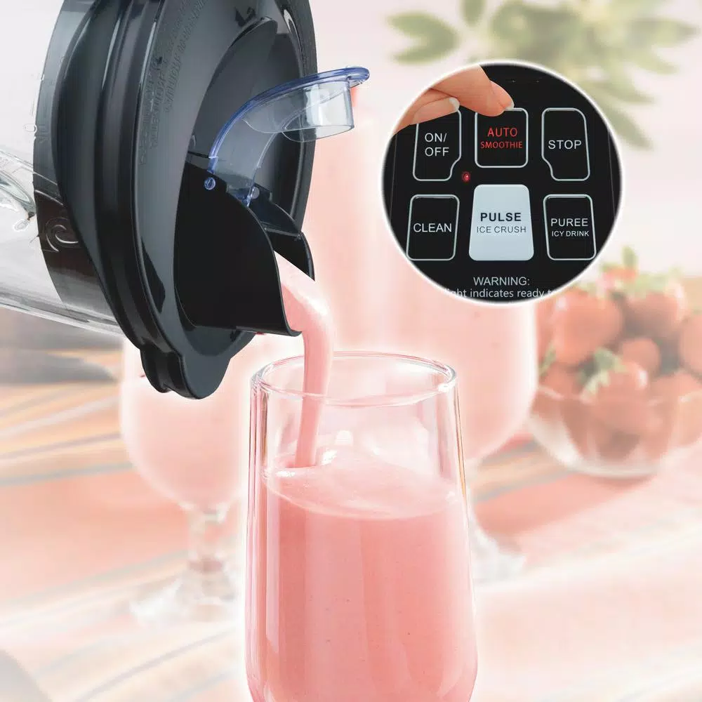 Hamilton Beach 40 oz. Smoothie Smart Blender, 2-Speed Black Glass Jar Blender