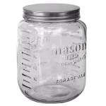 Unbranded 122 oz. Large Clear Glass Mason Canister Jar with Brushed Stainless Steel Lid thumbnail 1