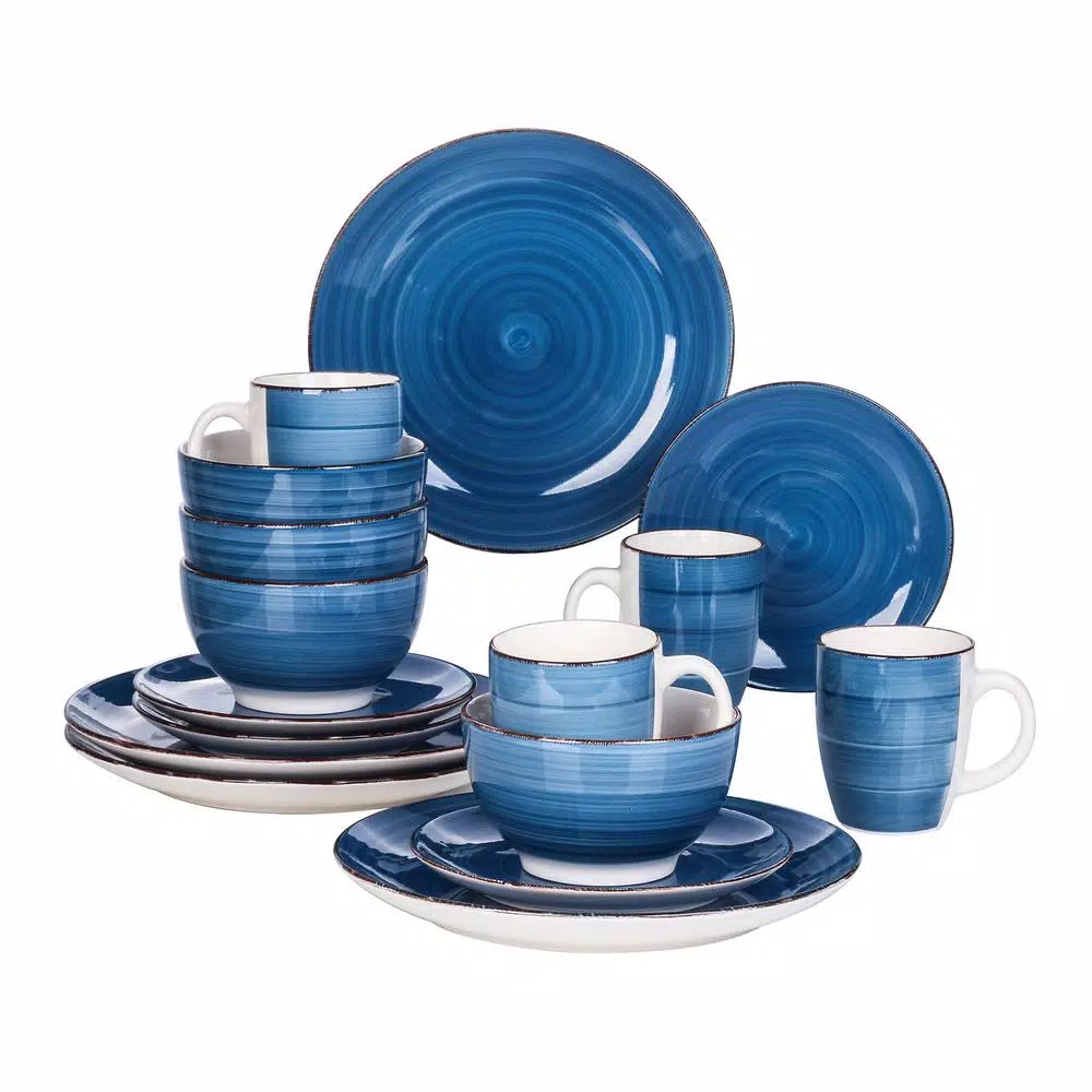vancasso Bella 16-Piece Blue Porcelain Dinnerware Set, Service for 4