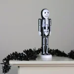 Northlight 14 in. Black and White Skeleton Wooden Halloween Nutcracker Standing Decor thumbnail 2