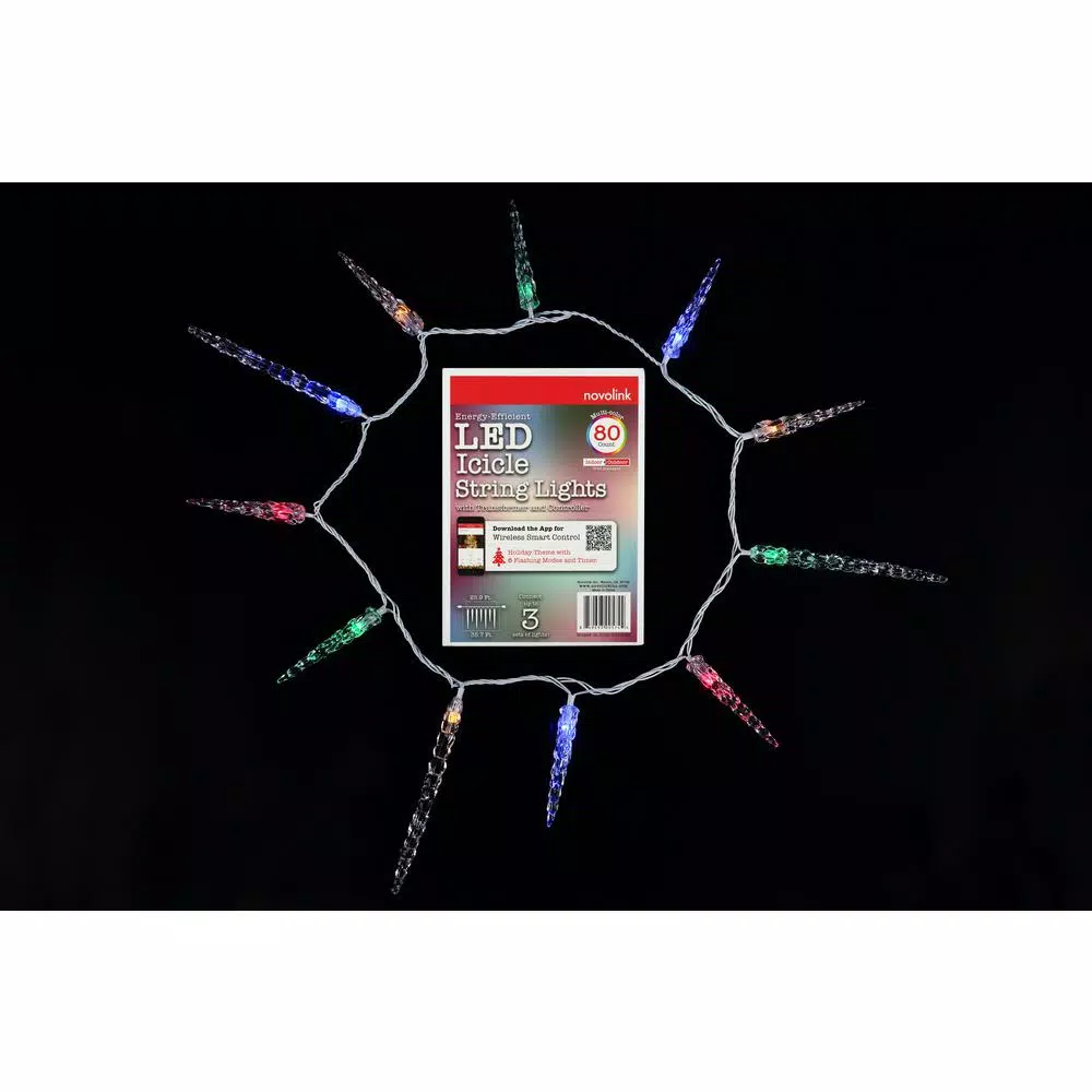 Novolink 80-Light 8mm Mini Globe Multi-Color LED Icicle Lights with Wireless Smart Control