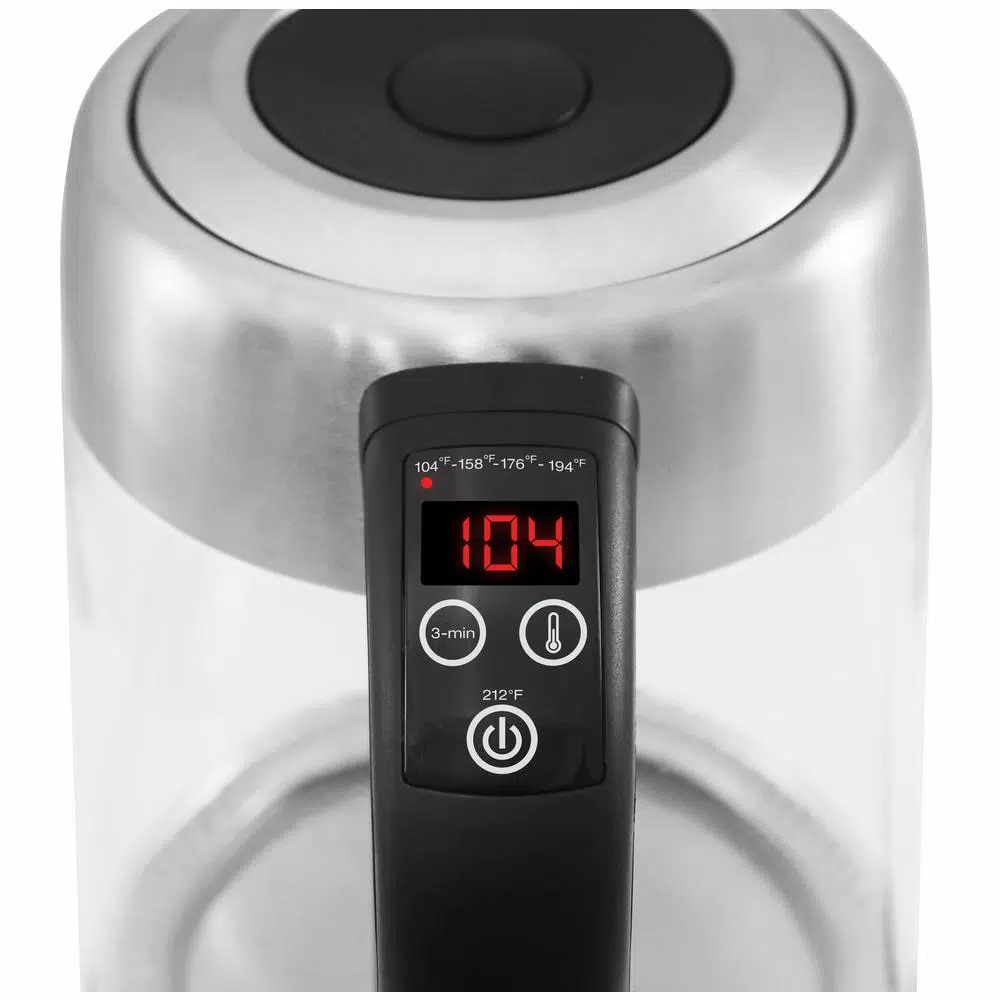 Elite Platinum 7.2-Cup Programmable Glass Electric Kettle, Stainless Steel