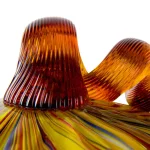 Glitzhome Multi-Striped Glass Short Pumpkin - Handmade Mouth-Blown Indoor Tabletop Decor thumbnail 3