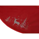 Xia Home Fashions 56 in. Deer in Snowing Forest Round Christmas Tree Skirt, Red thumbnail 2