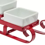 Godinger Metal Santa Sleigh and 3-Piece Relish Bowl Set - White thumbnail 2