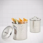 Old Dutch Stainless Steel Hammered Canister Set, 2-Piece (1.5 Qt. and 1 Qt.) thumbnail 3