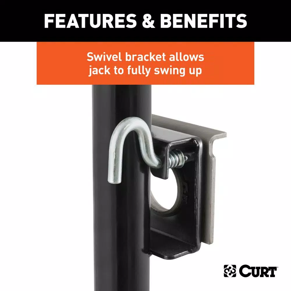 CURT Swivel Bracket-Mount Trailer Jack with Top Handle, 2,000 lbs. Capacity, 10 in. Travel