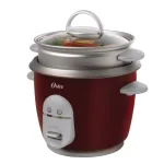Oster 6-Cup Rice Cooker with Steaming Tray, Measuring Cup and Rice Paddle - Red thumbnail 1
