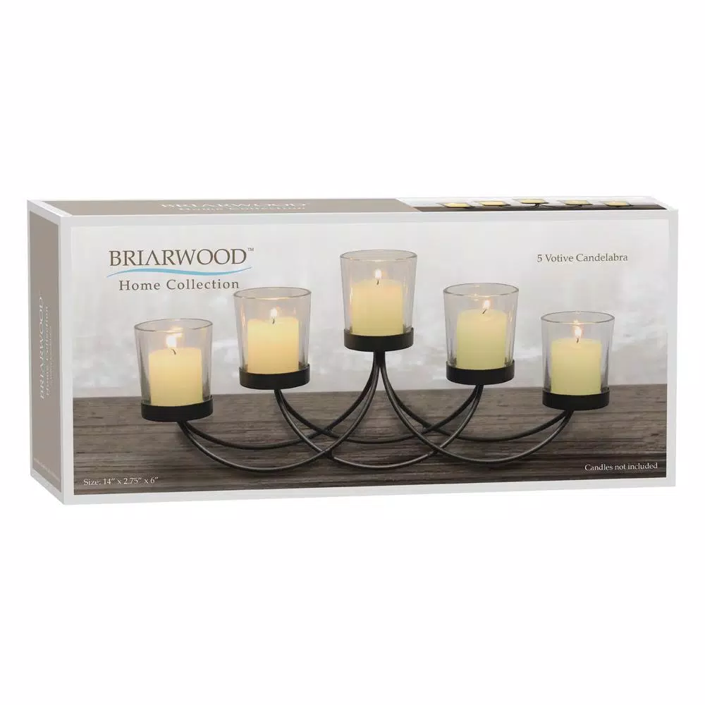 Stonebriar Collection Stonebriar Black Metal 5-Votive Candle Holder Centerpiece