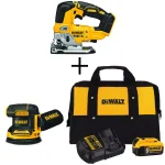 DEWALT 20V MAX XR Brushless Jigsaw & Random Orbital Sander Combo Kit with 5.0Ah Battery and Charger thumbnail 1