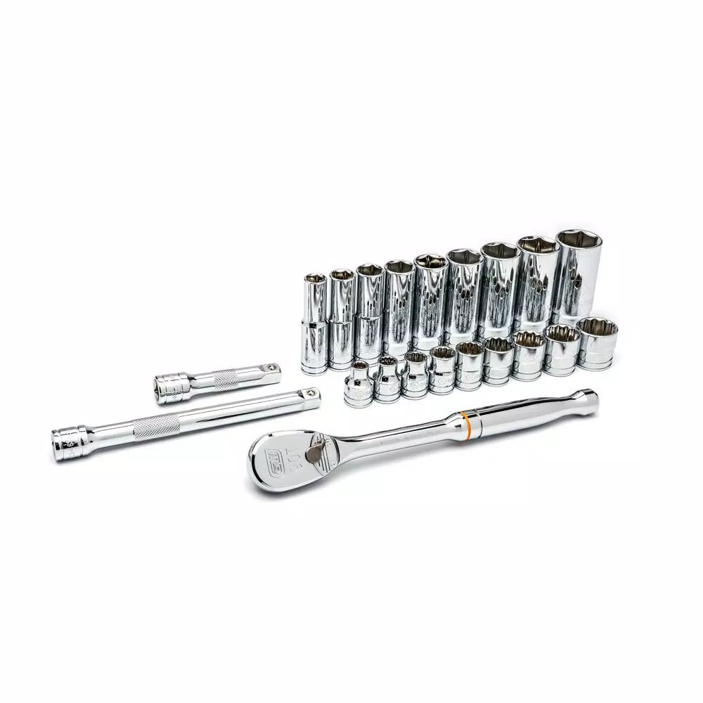 GEARWRENCH 3/8 in. Drive SAE Standard Socket Set with Ratchet and Extensions, 21-Piece