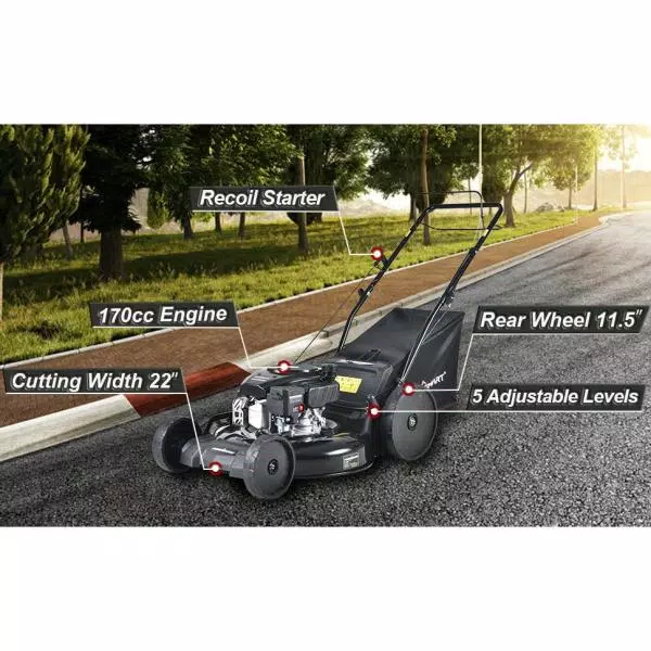 PowerSmart Power Smart 22 in. 3-in-1 Self-Propelled Gas Lawn Mower, 170 cc Engine, Rear-Wheel Drive